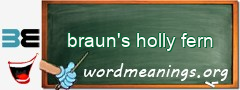 WordMeaning blackboard for braun's holly fern